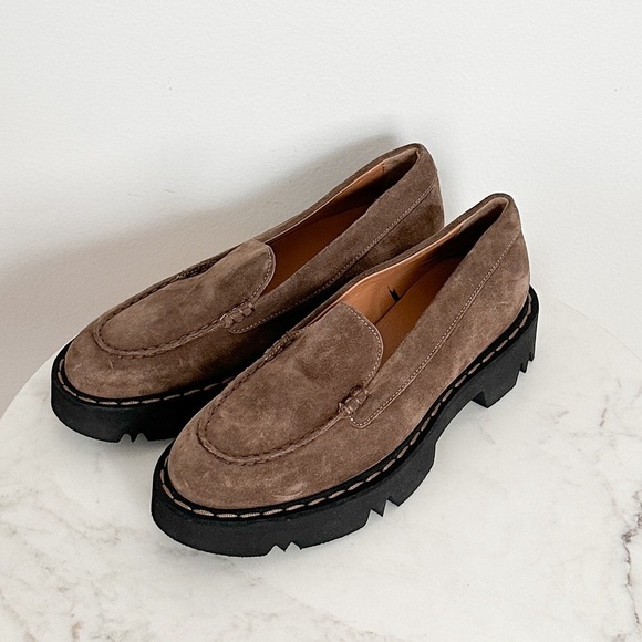 NEW AQUATALIA Hayley Water Resistant Platform Loafers Suede Taupe Size 10.5 - Picture 2 of 7